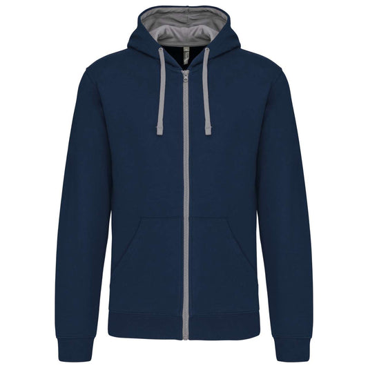 MEN'S CONTRAST HOODED FULL ZIP SWEATSHIRT - Navy/Fine Grey - Main