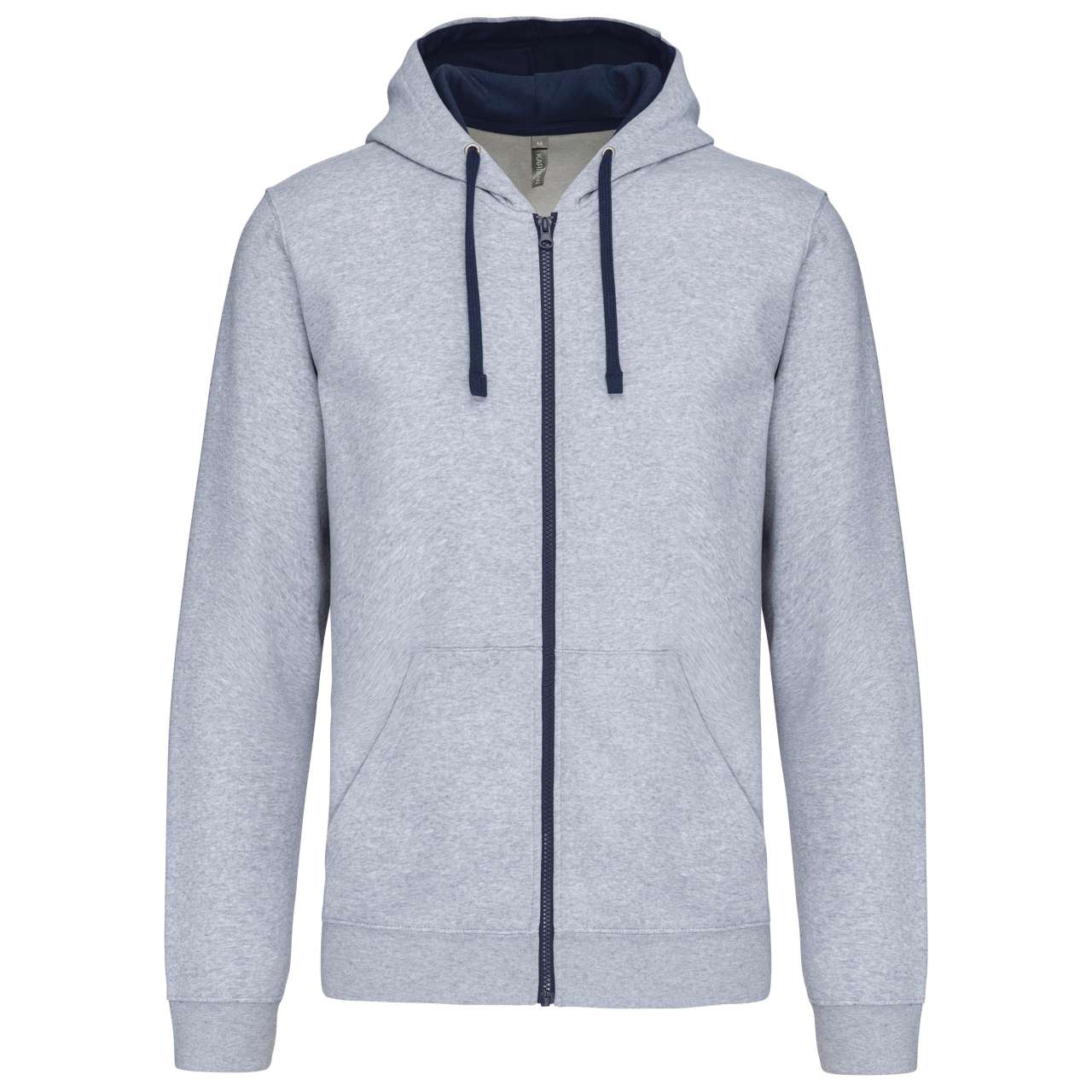 MEN'S CONTRAST HOODED FULL ZIP SWEATSHIRT - Oxford Grey/Navy - Main