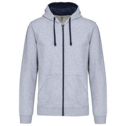 MEN'S CONTRAST HOODED FULL ZIP SWEATSHIRT - Oxford Grey/Navy - Main