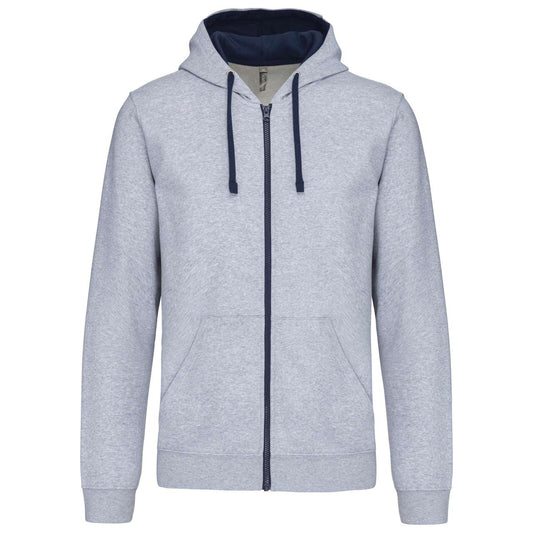 MEN'S CONTRAST HOODED FULL ZIP SWEATSHIRT - Oxford Grey/Navy - Main