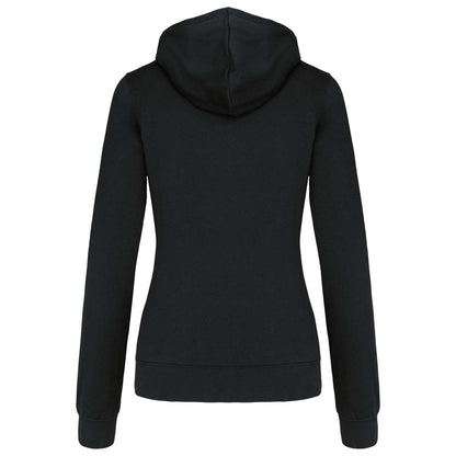LADIES’ CONTRAST HOODED FULL ZIP SWEATSHIRT - Black/Fine Grey - Additional