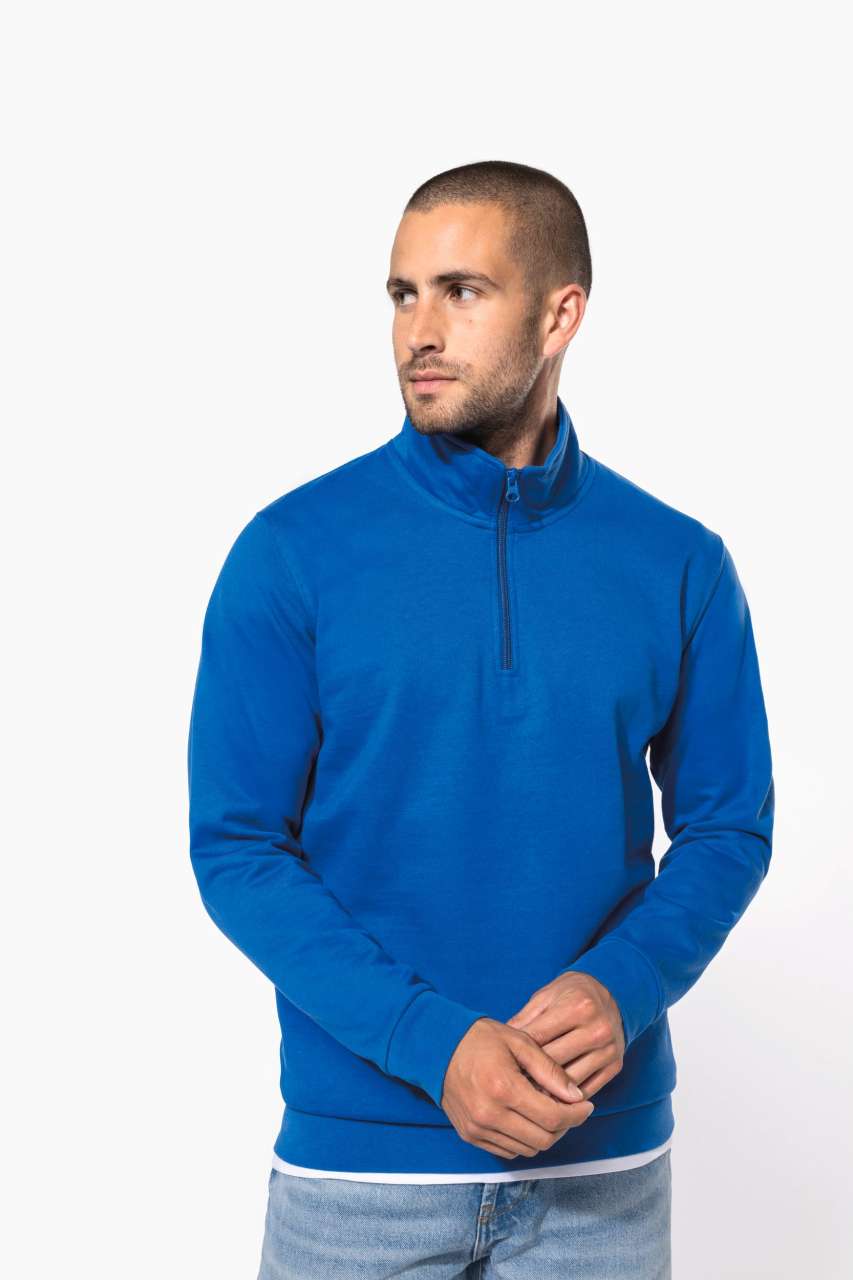 ZIP NECK SWEATSHIRT - Black - modelimageurl