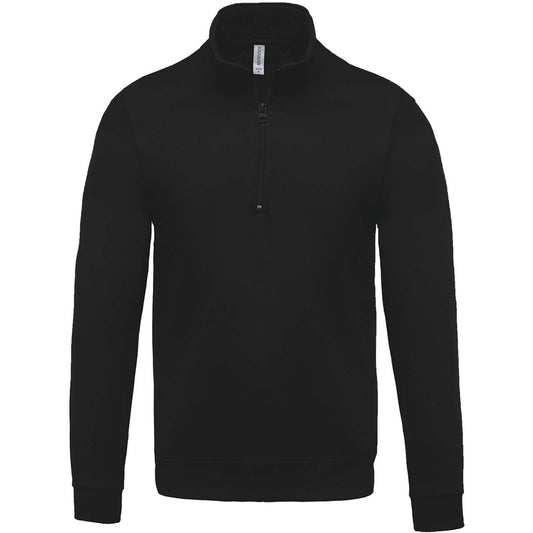ZIP NECK SWEATSHIRT - Black - colorimageurl