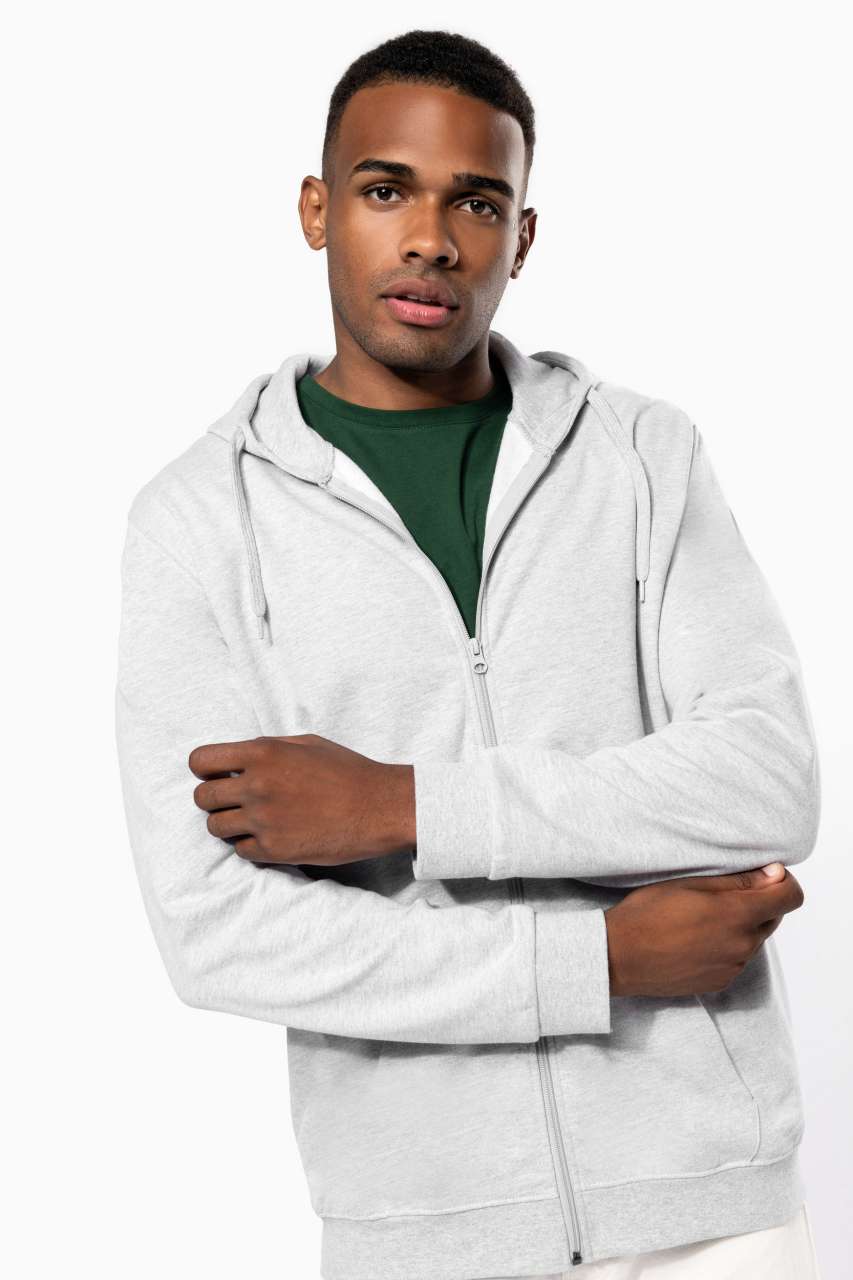 FULL ZIP HOODED SWEATSHIRT - Ash Heather - Model
