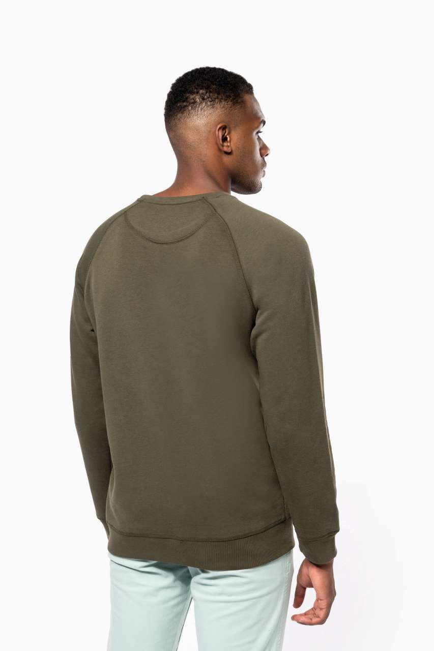 MEN'S ORGANIC COTTON CREW NECK RAGLAN SLEEVE SWEATSHIRT - Black - Additional