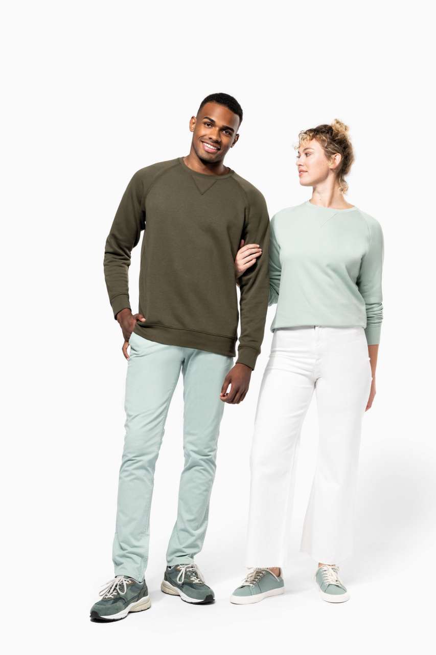 MEN'S ORGANIC COTTON CREW NECK RAGLAN SLEEVE SWEATSHIRT - Black - Additional