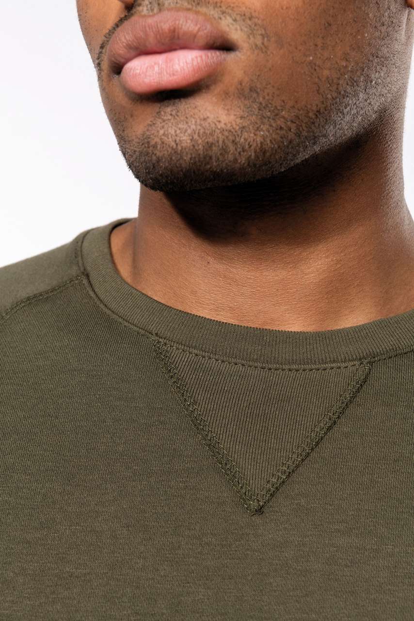 MEN'S ORGANIC COTTON CREW NECK RAGLAN SLEEVE SWEATSHIRT - Black - Additional