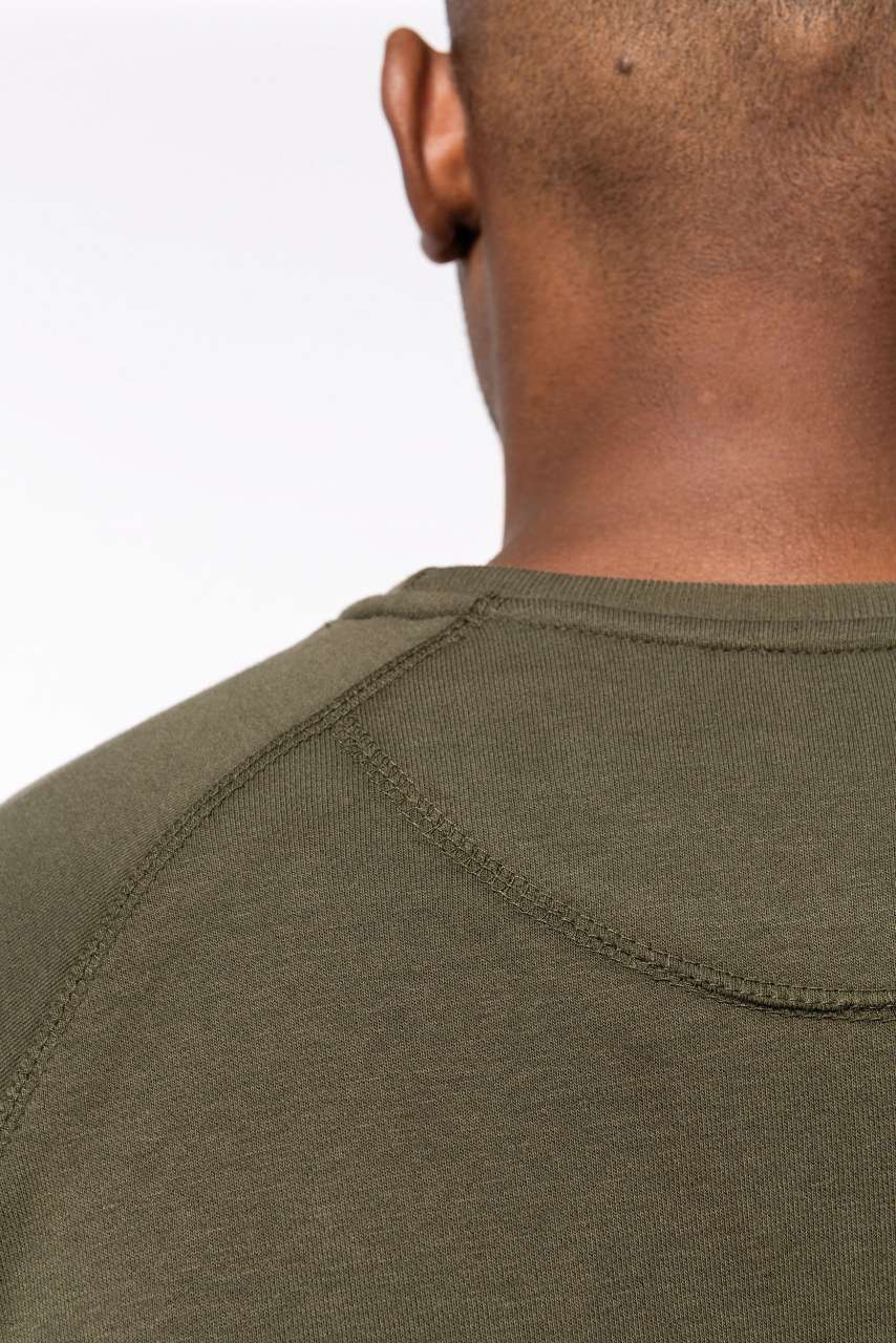 MEN'S ORGANIC COTTON CREW NECK RAGLAN SLEEVE SWEATSHIRT - Black - Additional