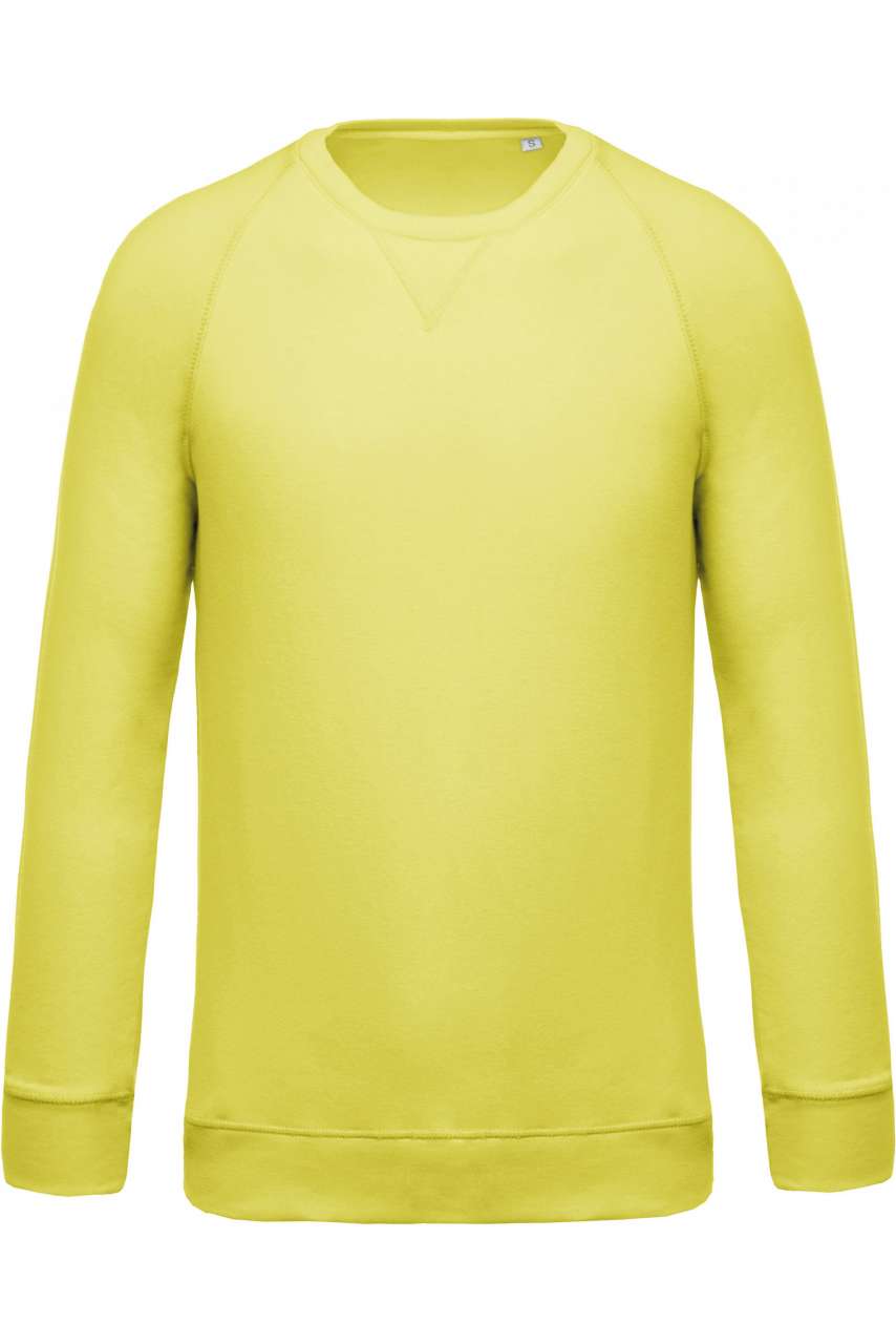 MEN'S ORGANIC COTTON CREW NECK RAGLAN SLEEVE SWEATSHIRT - Lemon Yellow - Main