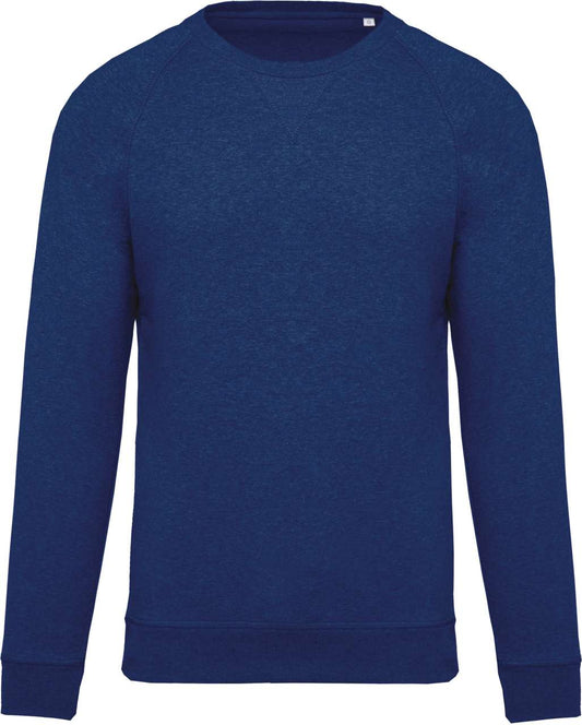 MEN'S ORGANIC COTTON CREW NECK RAGLAN SLEEVE SWEATSHIRT - Ocean Blue Heather - Main