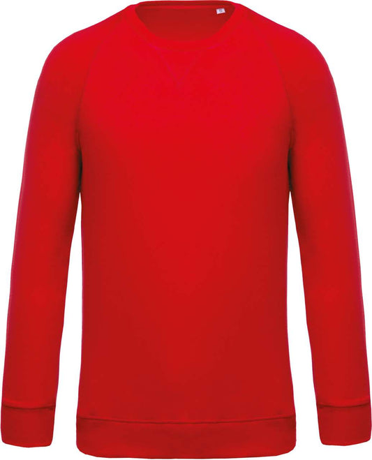 MEN'S ORGANIC COTTON CREW NECK RAGLAN SLEEVE SWEATSHIRT - Red - Main