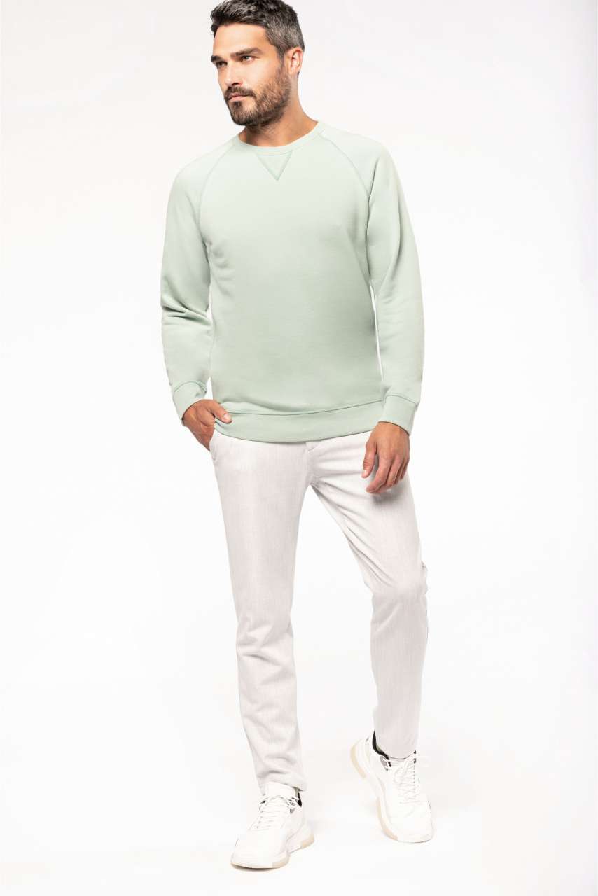 MEN'S ORGANIC COTTON CREW NECK RAGLAN SLEEVE SWEATSHIRT - Sage - Main