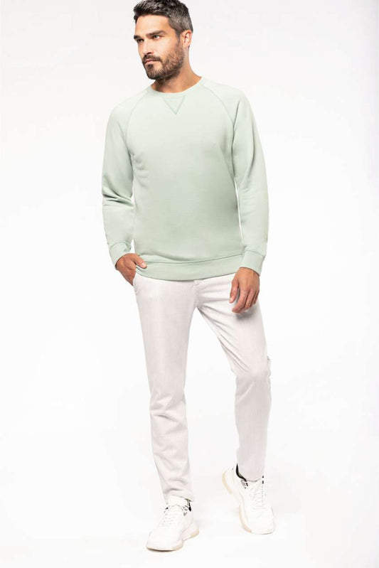 MEN'S ORGANIC COTTON CREW NECK RAGLAN SLEEVE SWEATSHIRT - Sage - Main