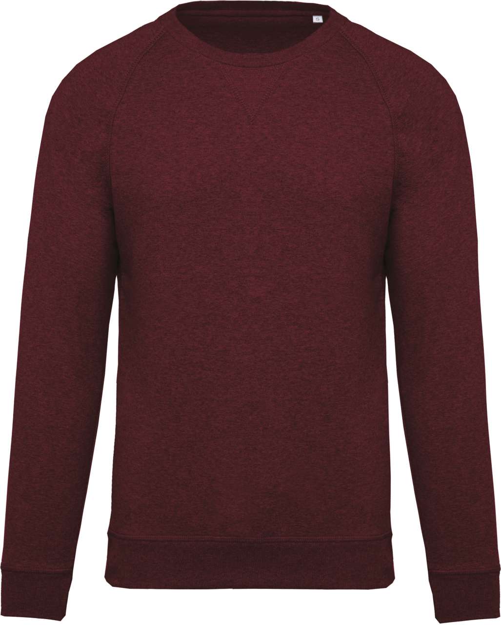 MEN'S ORGANIC COTTON CREW NECK RAGLAN SLEEVE SWEATSHIRT - Wine Heather - Main