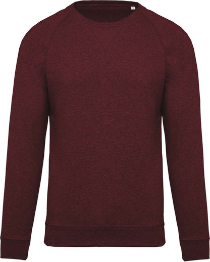 MEN'S ORGANIC COTTON CREW NECK RAGLAN SLEEVE SWEATSHIRT - Wine Heather - Main
