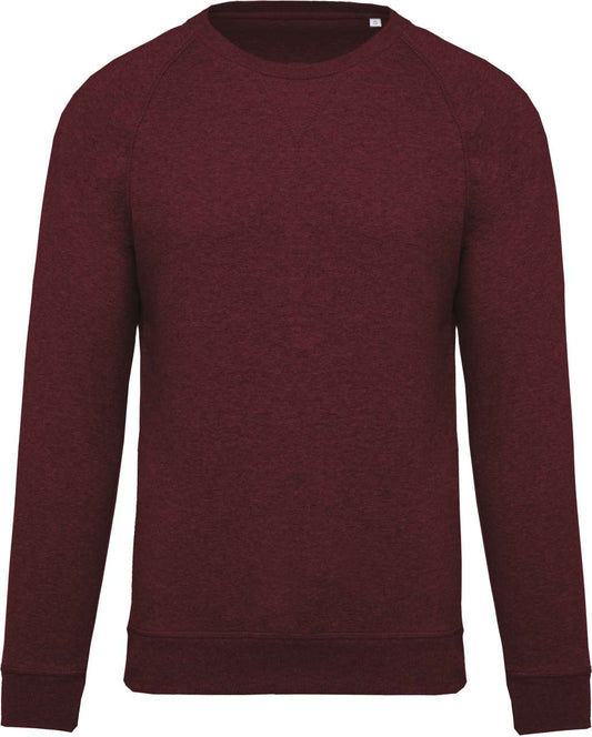MEN'S ORGANIC COTTON CREW NECK RAGLAN SLEEVE SWEATSHIRT - Wine Heather - Main