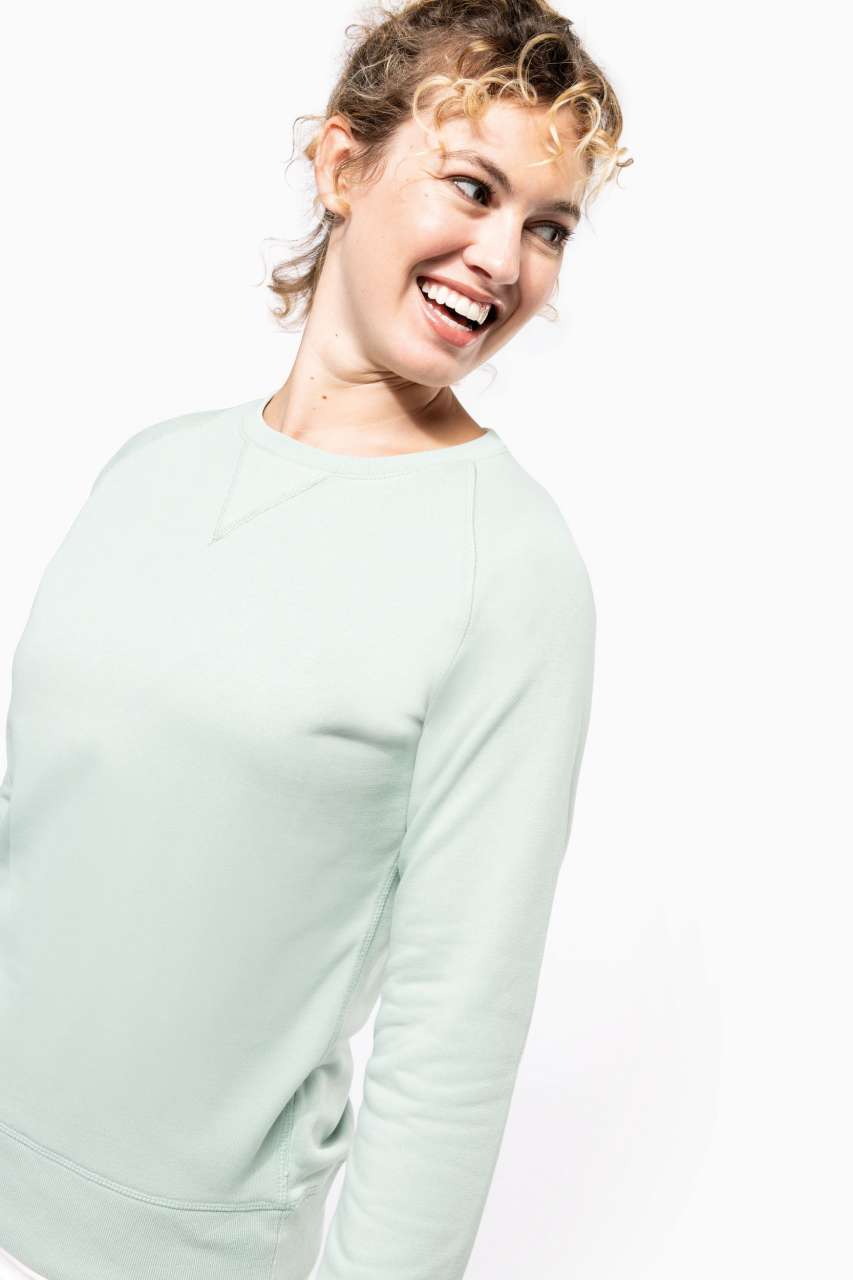 LADIES’ ORGANIC COTTON CREW NECK RAGLAN SLEEVE SWEATSHIRT - Wine Heather - Additional