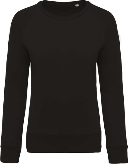 LADIES’ ORGANIC COTTON CREW NECK RAGLAN SLEEVE SWEATSHIRT - Black - Main