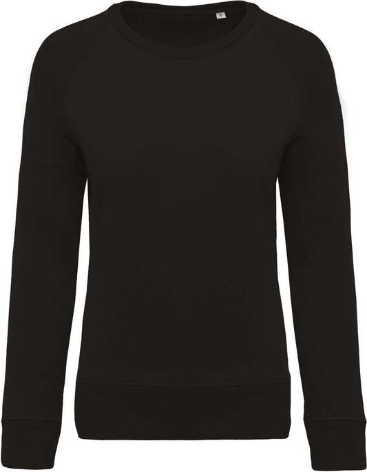 LADIES’ ORGANIC COTTON CREW NECK RAGLAN SLEEVE SWEATSHIRT - Black - Main