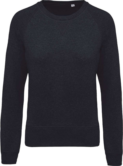 LADIES’ ORGANIC COTTON CREW NECK RAGLAN SLEEVE SWEATSHIRT - French Navy Heather - Main