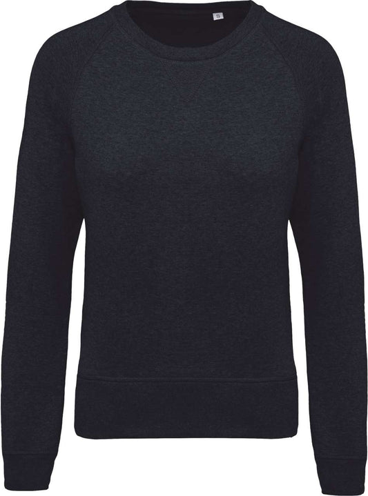 LADIES’ ORGANIC COTTON CREW NECK RAGLAN SLEEVE SWEATSHIRT - French Navy Heather - Main