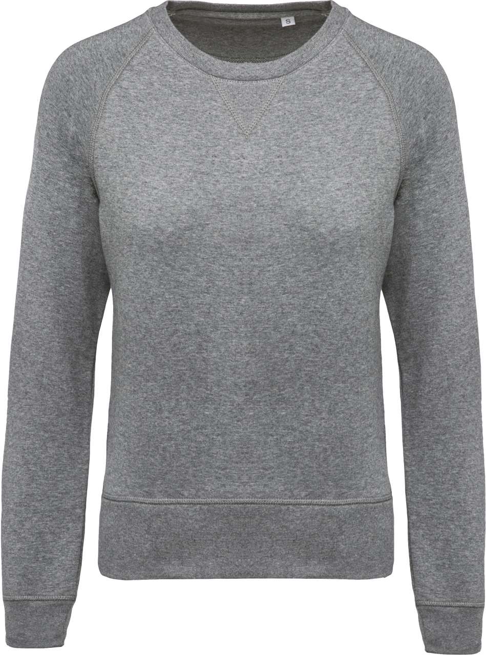 LADIES’ ORGANIC COTTON CREW NECK RAGLAN SLEEVE SWEATSHIRT - Grey Heather - Main