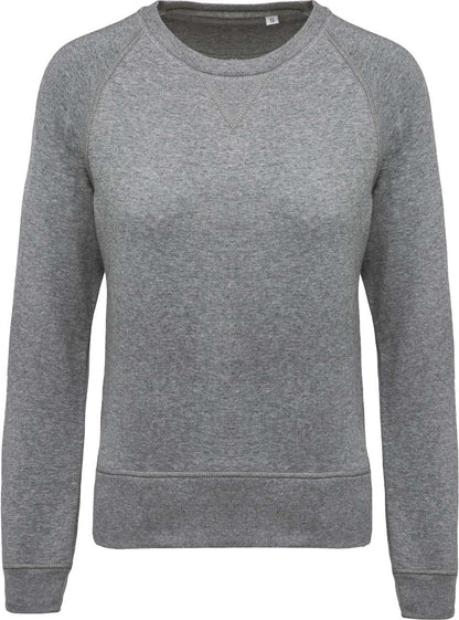 LADIES’ ORGANIC COTTON CREW NECK RAGLAN SLEEVE SWEATSHIRT - Grey Heather - Main