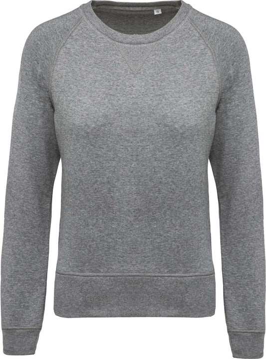 LADIES’ ORGANIC COTTON CREW NECK RAGLAN SLEEVE SWEATSHIRT - Grey Heather - Main