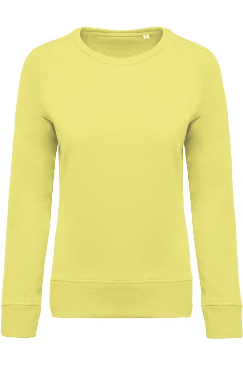 LADIES’ ORGANIC COTTON CREW NECK RAGLAN SLEEVE SWEATSHIRT - Lemon Yellow - Main