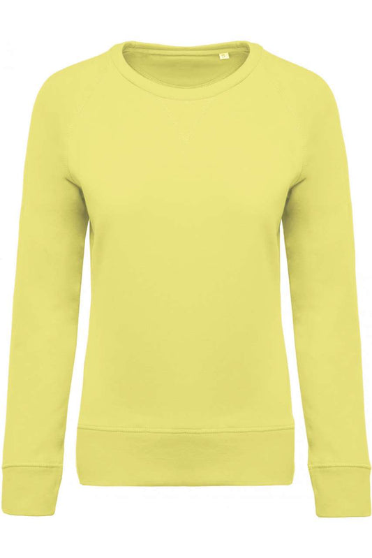 LADIES’ ORGANIC COTTON CREW NECK RAGLAN SLEEVE SWEATSHIRT - Lemon Yellow - Main