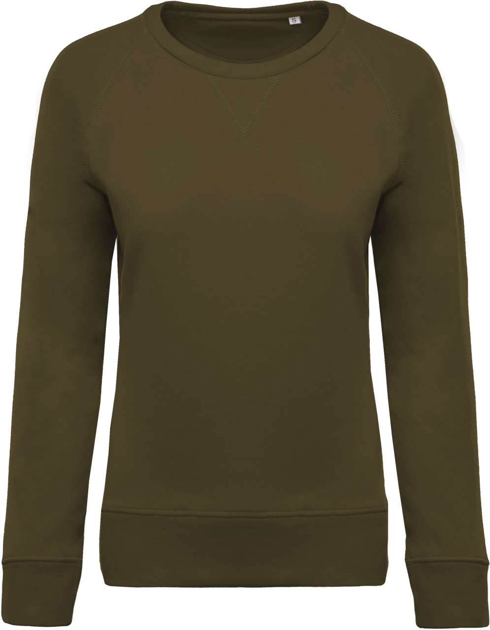 LADIES’ ORGANIC COTTON CREW NECK RAGLAN SLEEVE SWEATSHIRT - Mossy Green - Main