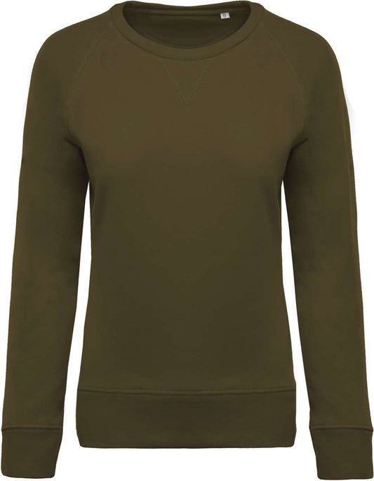 LADIES’ ORGANIC COTTON CREW NECK RAGLAN SLEEVE SWEATSHIRT - Mossy Green - Main
