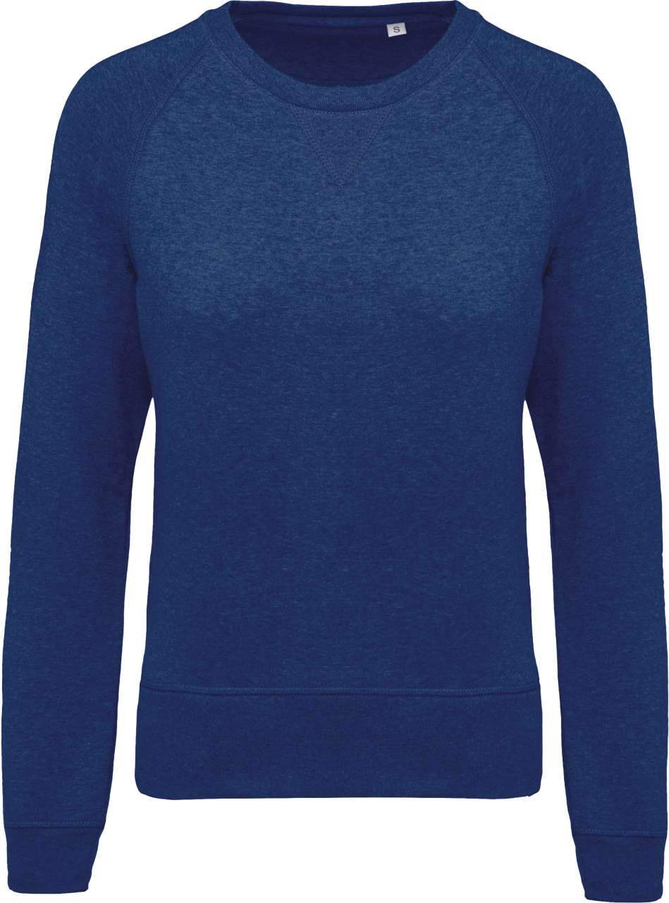 LADIES’ ORGANIC COTTON CREW NECK RAGLAN SLEEVE SWEATSHIRT - Ocean Blue Heather - Main