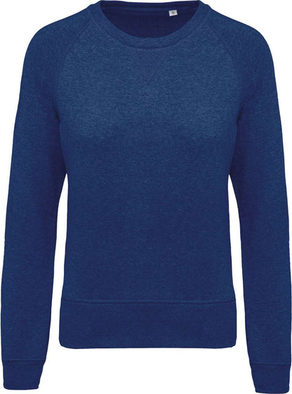 LADIES’ ORGANIC COTTON CREW NECK RAGLAN SLEEVE SWEATSHIRT - Ocean Blue Heather - Main