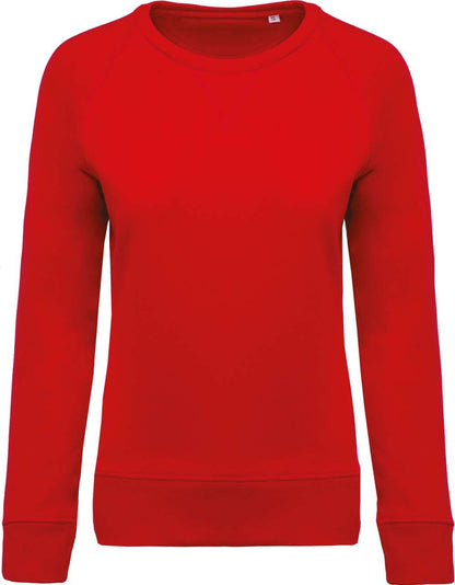 LADIES’ ORGANIC COTTON CREW NECK RAGLAN SLEEVE SWEATSHIRT - Red - Main