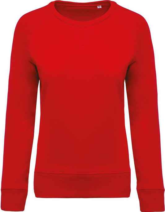 LADIES’ ORGANIC COTTON CREW NECK RAGLAN SLEEVE SWEATSHIRT - Red - Main