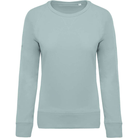 LADIES’ ORGANIC COTTON CREW NECK RAGLAN SLEEVE SWEATSHIRT - Snow Grey - Main