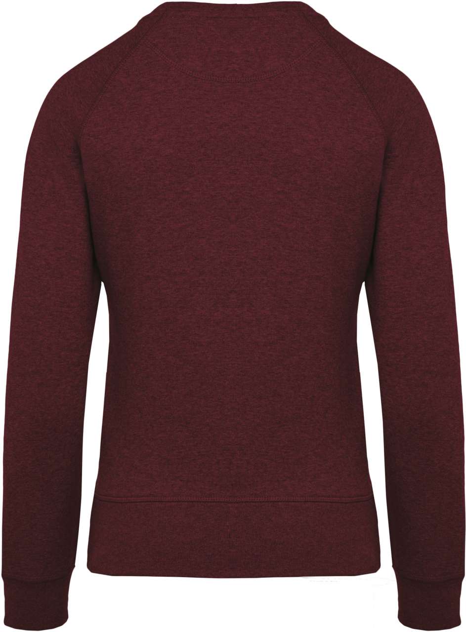 LADIES’ ORGANIC COTTON CREW NECK RAGLAN SLEEVE SWEATSHIRT - Wine Heather - Main