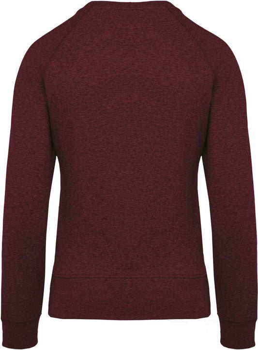 LADIES’ ORGANIC COTTON CREW NECK RAGLAN SLEEVE SWEATSHIRT - Wine Heather - Main