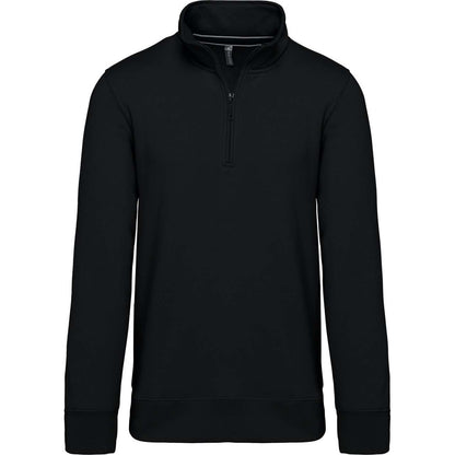 ZIPPED NECK SWEATSHIRT - Black - colorimageurl