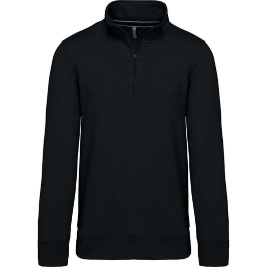 ZIPPED NECK SWEATSHIRT - Black - colorimageurl