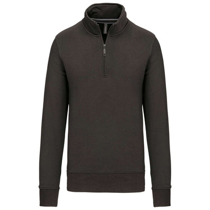 ZIPPED NECK SWEATSHIRT - Dark Grey - colorimageurl