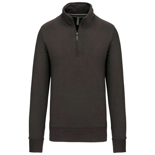 ZIPPED NECK SWEATSHIRT - Dark Grey - colorimageurl