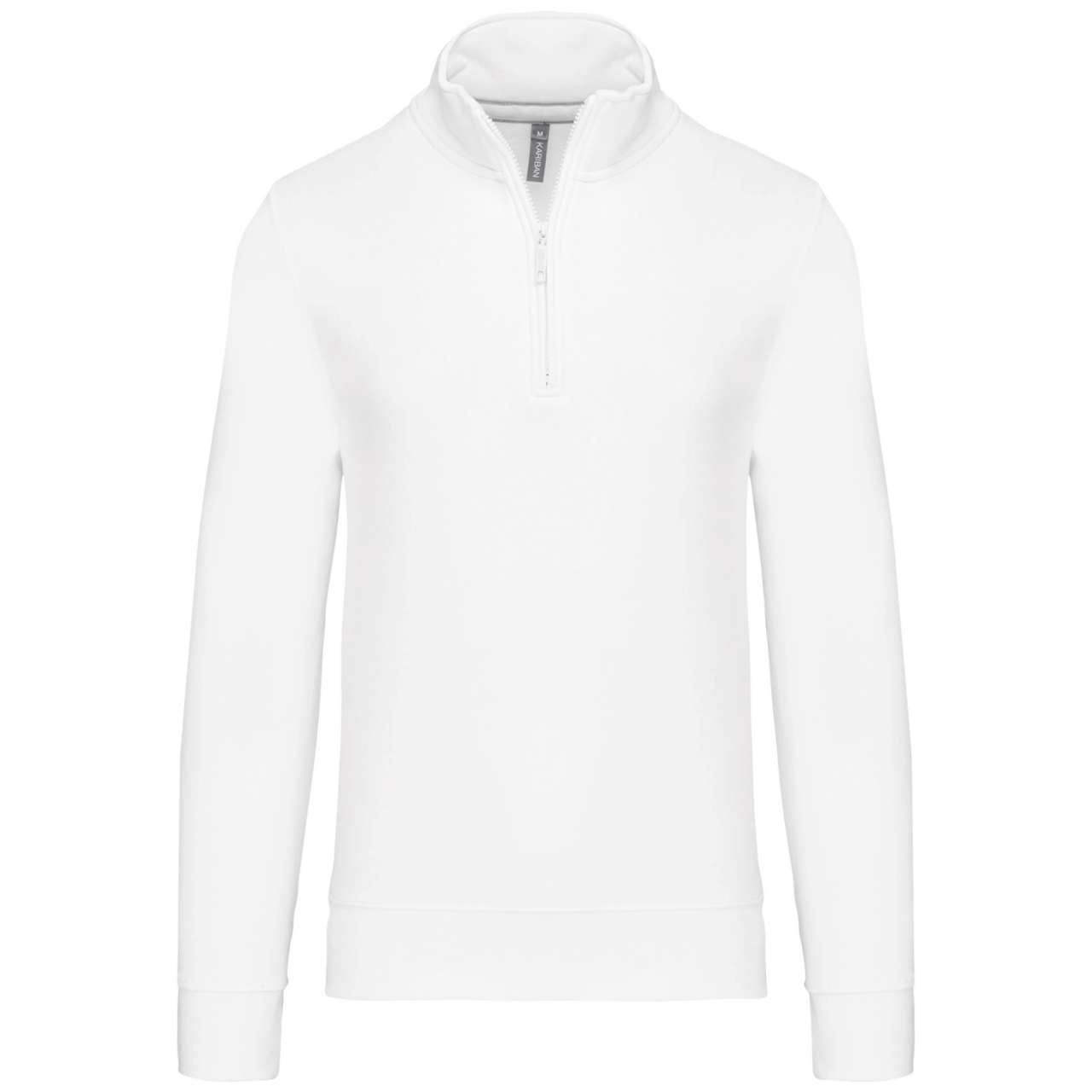 ZIPPED NECK SWEATSHIRT - White - colorimageurl