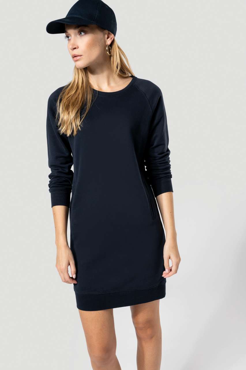 ORGANIC FLEECE LOUNGE DRESS - Light Grey Heather - modelimageurl