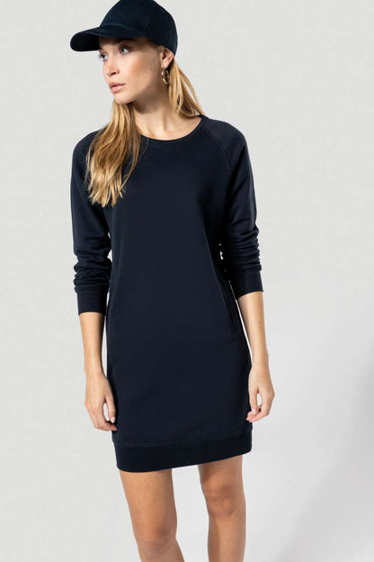 ORGANIC FLEECE LOUNGE DRESS - Light Grey Heather - modelimageurl