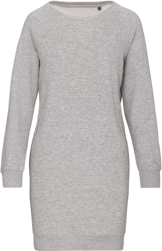 ORGANIC FLEECE LOUNGE DRESS - Light Grey Heather - colorimageurl