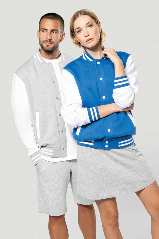 UNISEX TEDDY FLEECE JACKET - Oxford Grey/White - modelimageurl