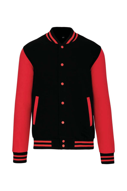 UNISEX TEDDY FLEECE JACKET - Black/Red - colorimageurl
