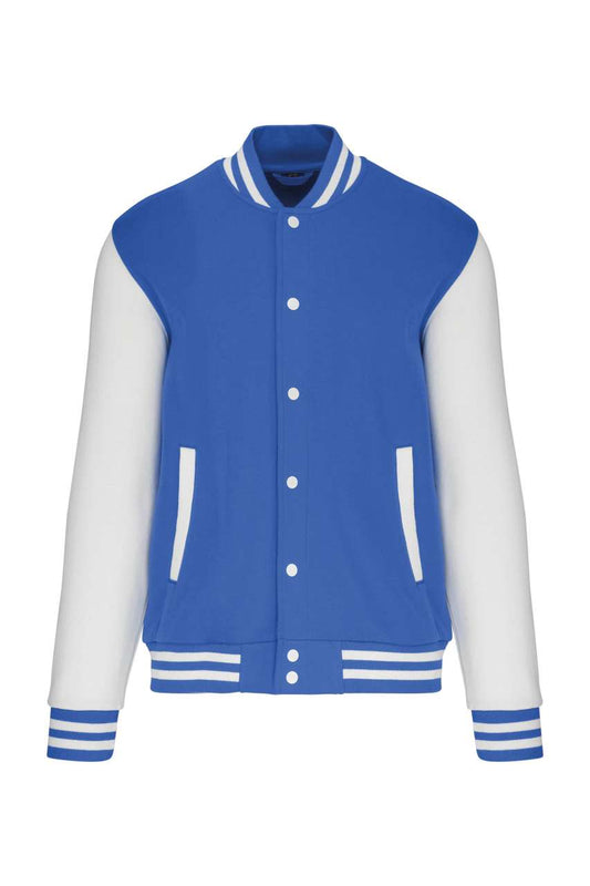 UNISEX TEDDY FLEECE JACKET - Light Royal Blue/White - colorimageurl